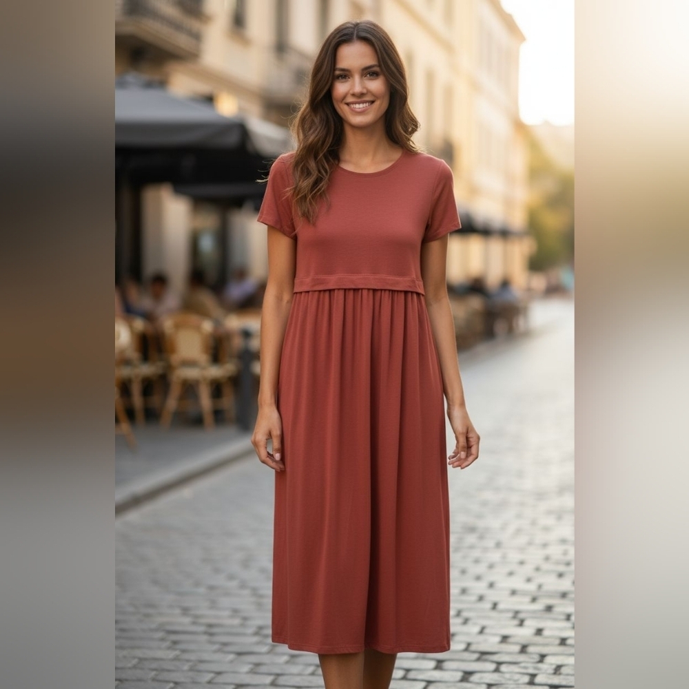 J. JILL Dark Poppy layered knit maxi dress sz XL